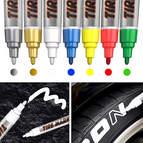 Vista 21 de MC MOTOPARTS Permanente Blanco Rojo Azul Verde Amarillo Neumático Marcador Lettering Pintura Herramienta Automotriz Motocicleta Cuidado Kit