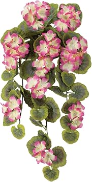 OakRidge Artificial Geranium Hanging Stem Raspberry, 23 12 Long Faux Floral Home Decor for Indoor/Outdoor Use