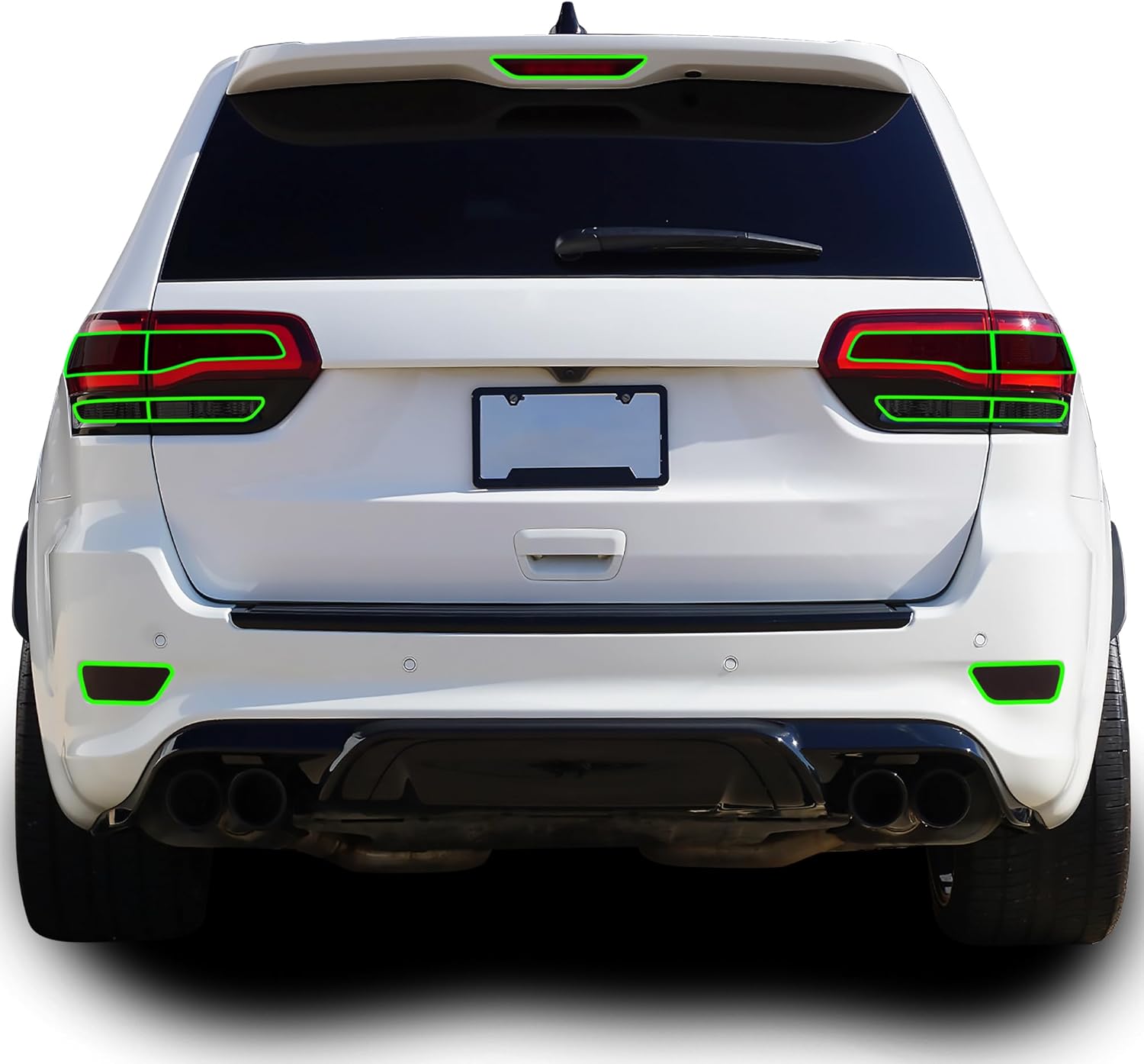 BOGAR TECH DESIGNS Tinted Taillight Hawk Eye Third Brake Rear Bumper Reflector Light Overlay Tint Compatible with Jeep Grand Cherokee 2014-2021, Dark Full Hawk Style Kit Dark Smoke