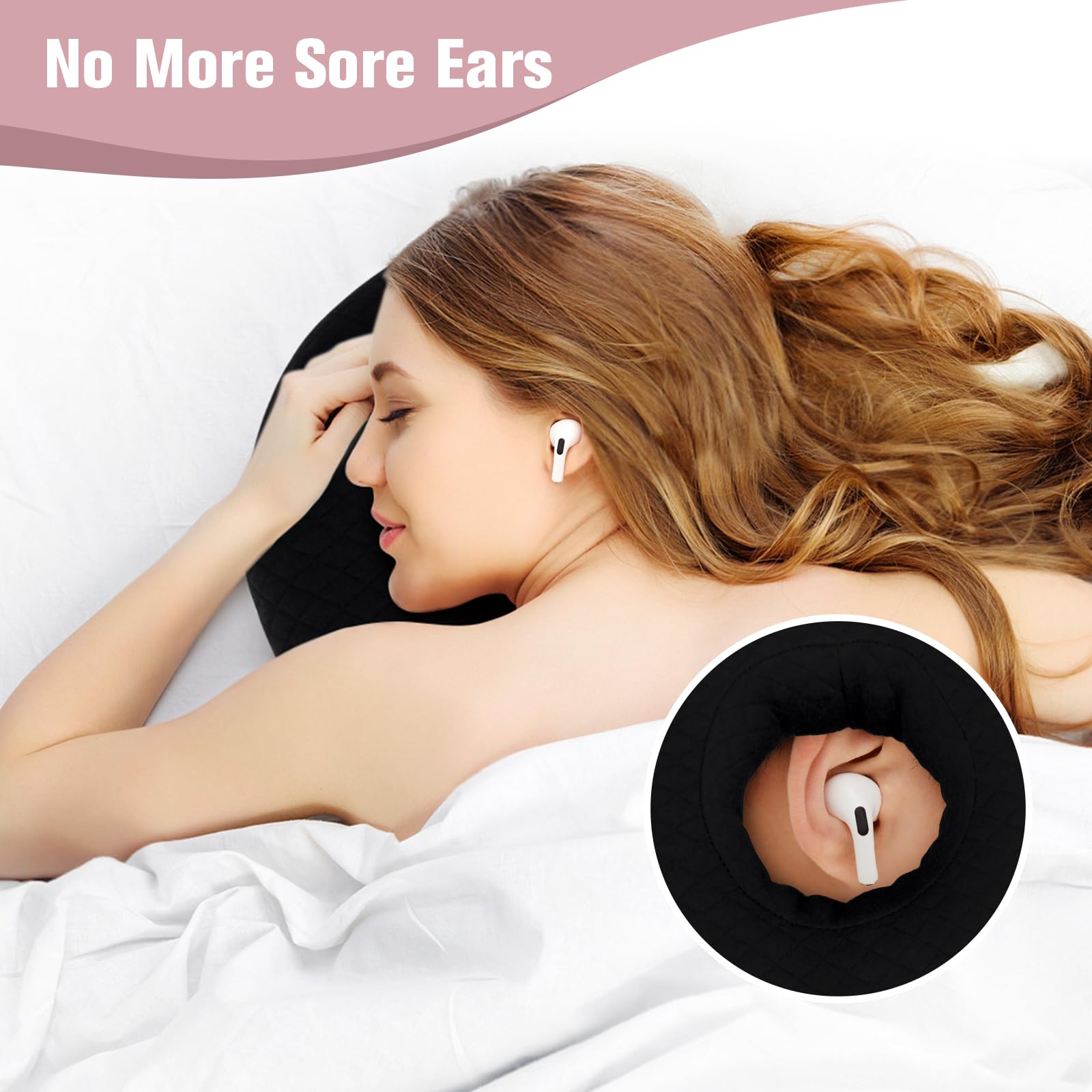 RoamReady Ear Piercing Pillow for Side Sleepers Ear Pillows with Holes for Pain Earring Inflammation Pressure Sores - Image 2