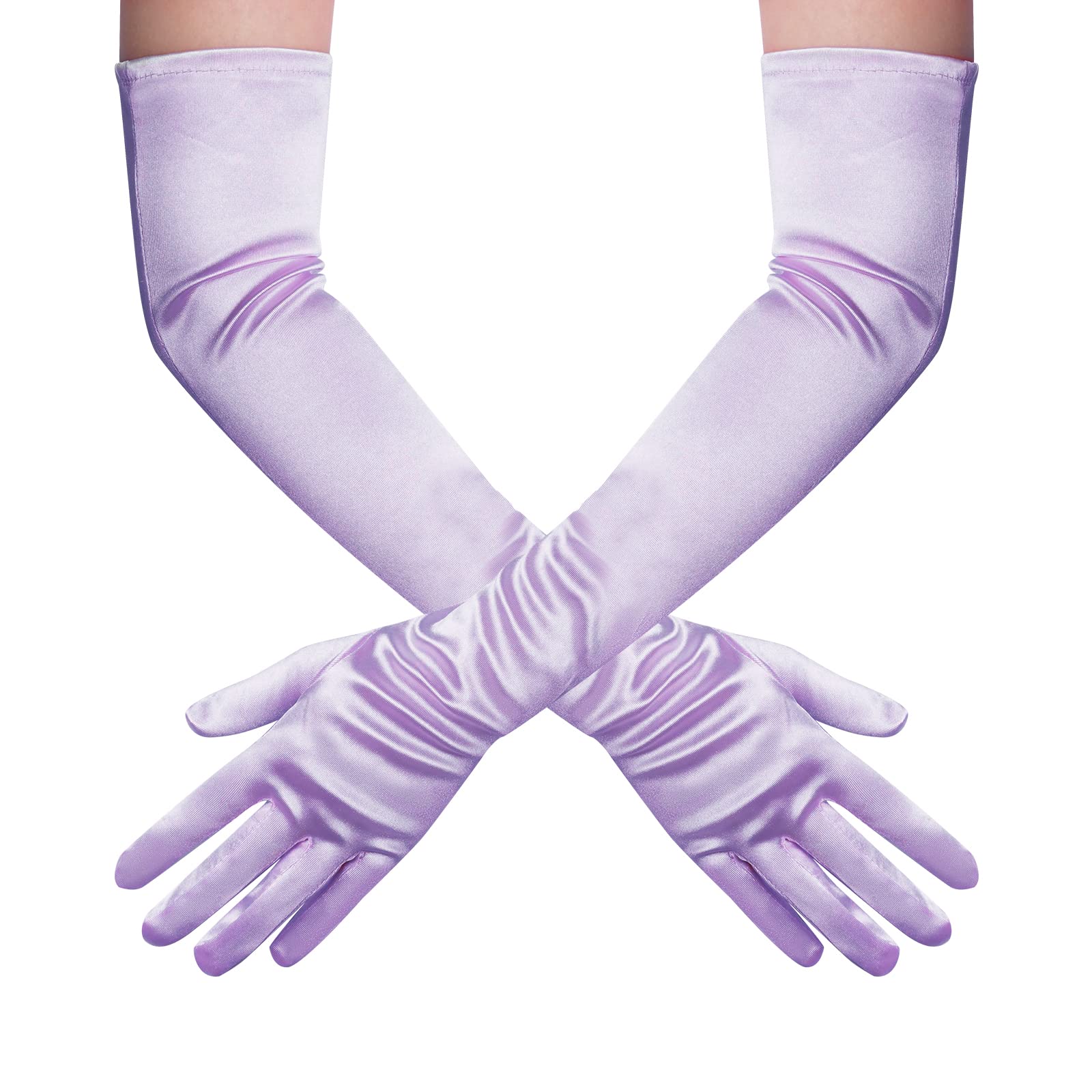 Long Opera Party 20s Satin Gloves Stretchy Adult Size Elbow Length Wedding