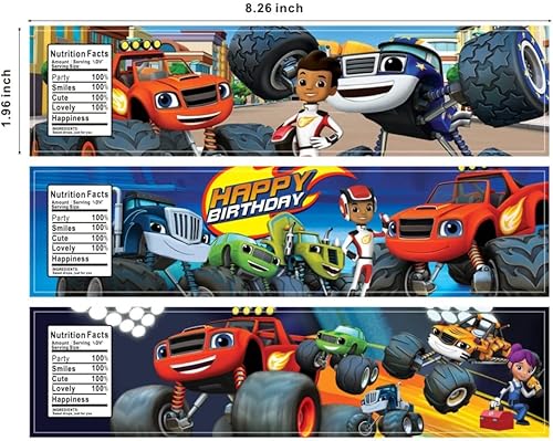 Miniatura 3 de 24 etiquetas para botellas de agua Blaze and The Monster Machines para suministros de fiesta de cumpleaños Blaze y The Monster Machines,