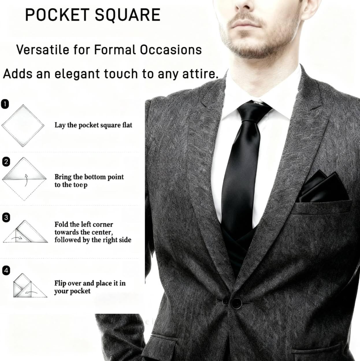 Silk-Like Men's Handkerchief Formal Pocket Squares Large Size 20x20 Inches Solid Color for Weddings Graduations Interviews