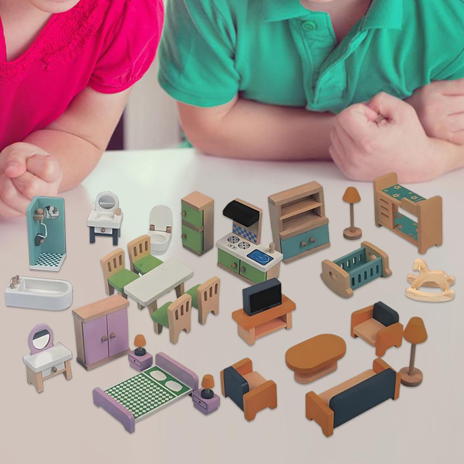 Set di mobili per la casa in legno, mobili da gioco per | Mobili da gioco decorazione per la casa,Mobili per la casa in legno, Giocattoli per tutti, Gioco interattivo, Mobili da gioco di simulazione