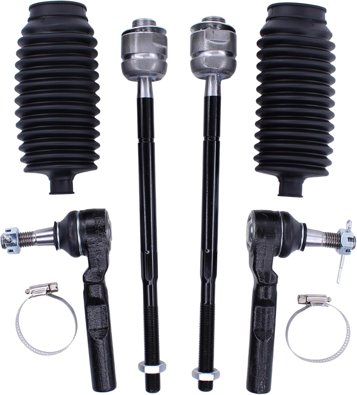 MOTOKU Front Inner and Outer Tie Rod Ends with Boots for Chevrolet Express 1500 2003-2014, Express 2500 2003-2005, GMC Savana 1500 2003-2014, Savana 2500 2003-2005