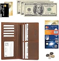 Buy Kattee Men's Vintage Genuine Leather Long Wallet for Checkbook