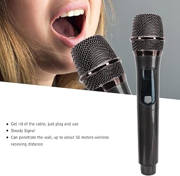 Coverzone Kablosuz Karaoke Mikrofonu 6.35mm Amfi hoparlör İçin ve Sahne Performansı Çok Amaçlı Aktiviteler İçin Tak ve Çalıştır Kablosuz Mikrofon Dış Mekan Kullanıma Uygun WN-03 (Tekli Mikrofon)