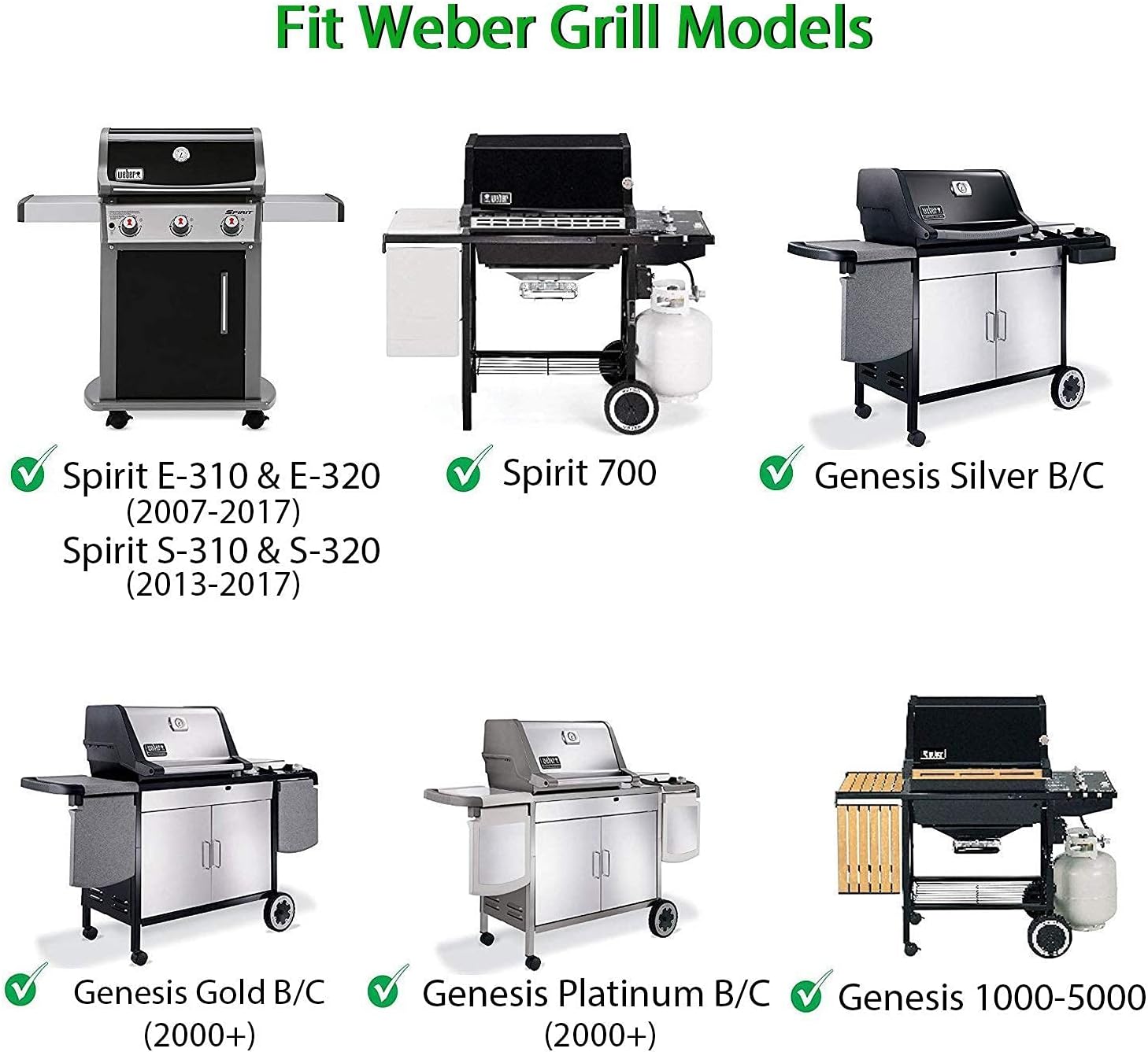 Hongso Grill Grates Flavorizer Bars and Burner Tube Kit Bundle for Weber Spirit 300 Series E S 310 320 (2013-2017) with Front Mounted Control Panels : Patio, Lawn & Garden