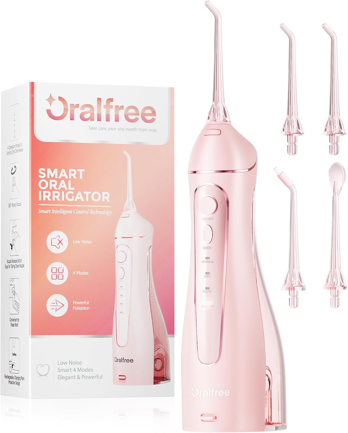 Oralfree Water flosser Teeth Picks - Dental Braces Cordless Oral Irrigator Portable Rechargeable Travel Irrigation Cleaner IPX7 Waterproof Electric Professional Flossing Teeth Cleaning for Home