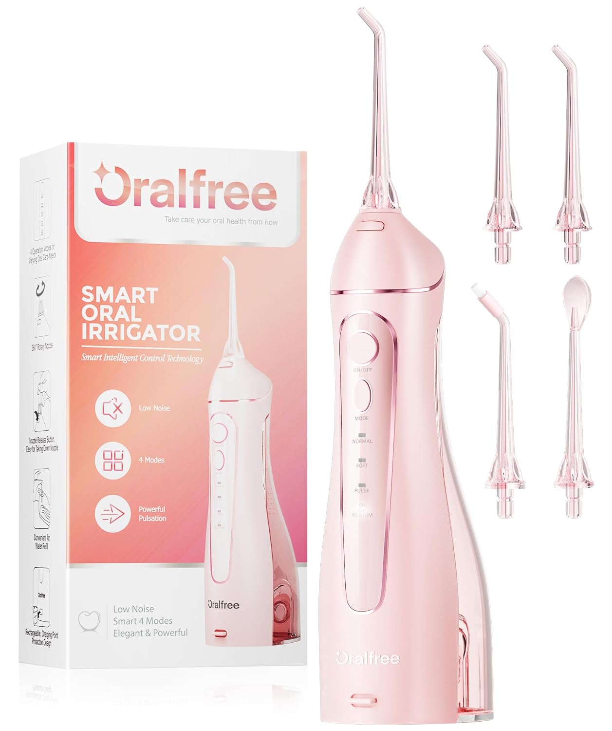 Oralfree Water flosser Teeth Picks - Dental Braces Cordless Oral Irrigator Portable Rechargeable Travel Irrigation Cleaner IPX7 Waterproof