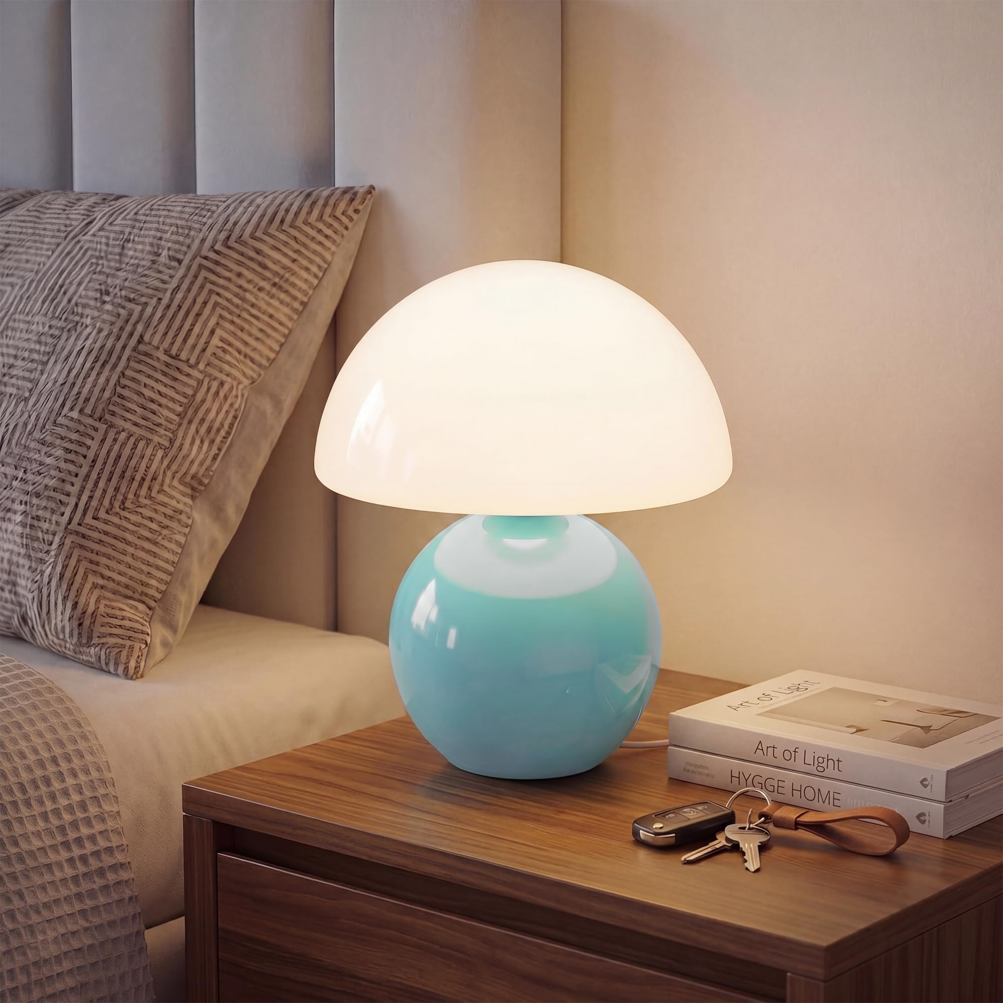 Dawnwake Mushroom Lamp Table Lamp for Bedroom, Desk Bedside Small Lamps for Living Room Night Stands, Mushroom Decor Cute Mini Modern Mid Century Lamps(Blue) — image 1