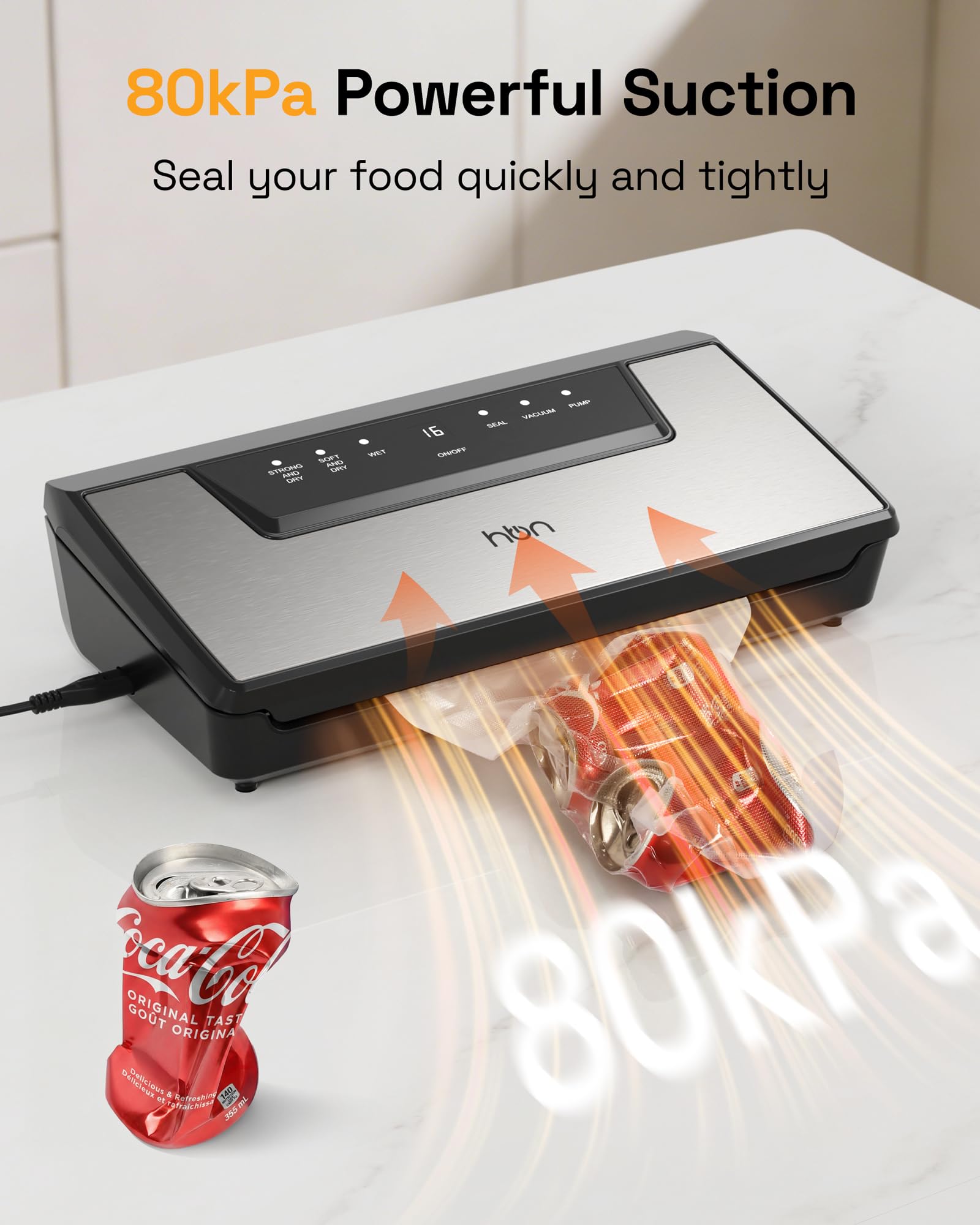 HBN Sellador al vacío compacto CP-UFK-2032, ahorro de alimentos ligero para uso doméstico y cocina