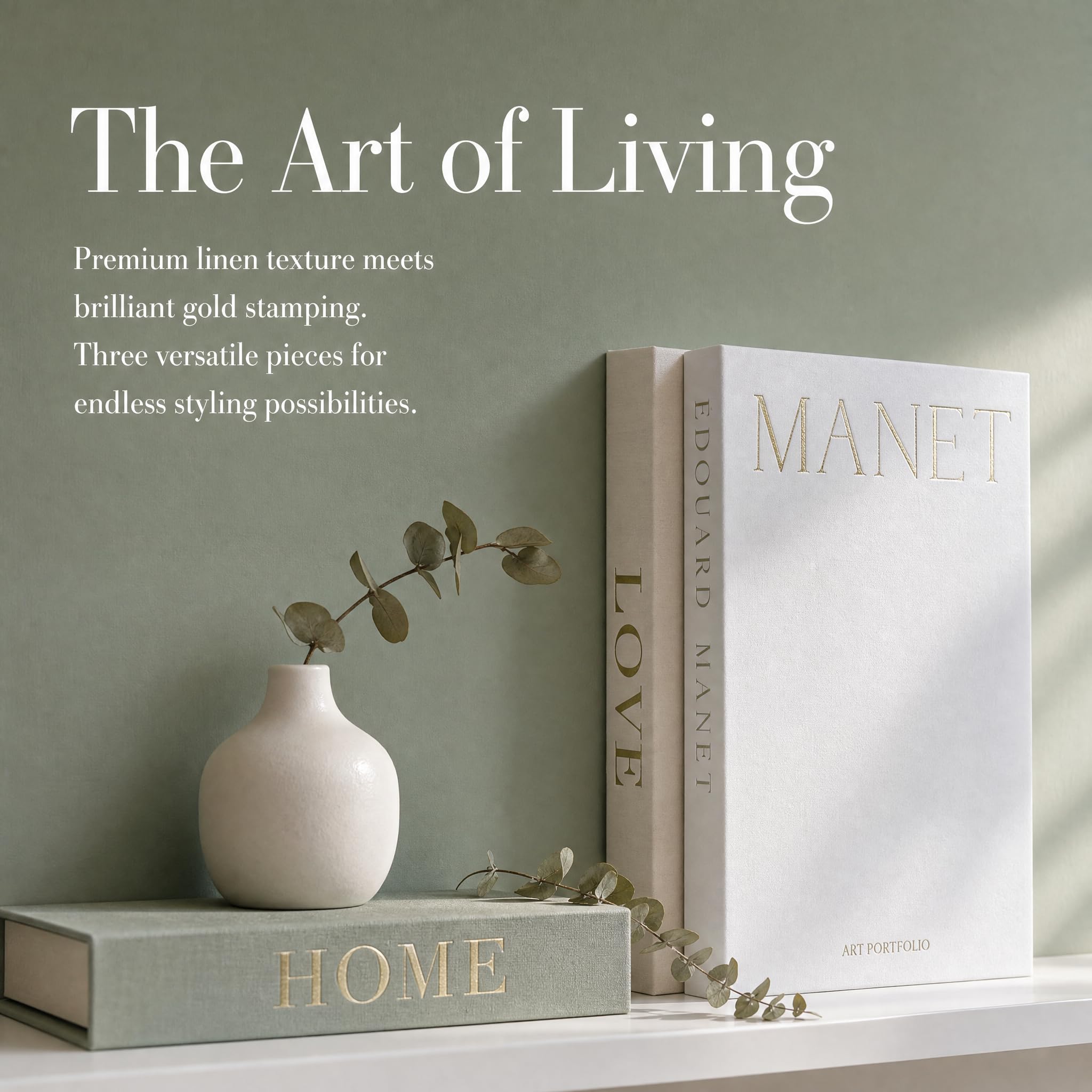 Set di 3 libri decorativi - Libri finti in copertina in lino con chiusura magnetica - Scatola portaoggetti nascosta - Oggetti di scena estetici e chic - Scatole moderne a forma di libro per simpatici