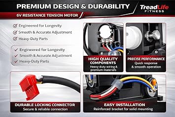TreadLife Fitness Resistance Tension Motor - Compatible with Gold's Gym GG Strider 550i - Part Number 193223 - Models Listed - with Free TREADLIFE FITNESS Squeak Eliminator Grease $10 Value!