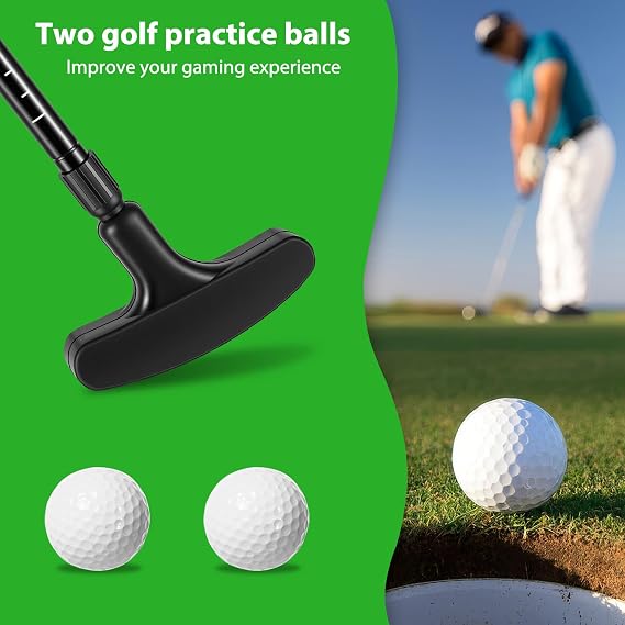 Adjustable Golf Putter, Single Practice Club Unisex Mini Putter for Indoor Outdoor Putting Training, Right or Left Handed Extendable Shaft with 2 Balls for Golf Practice & Mini Golf