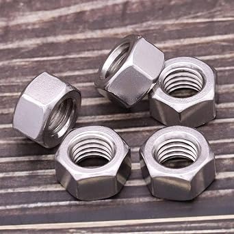 M18-2.5 Hex Nuts 8 PCS, 304 Stainless Steel (18-8), DIN934, UNC Thread, Bright Finish