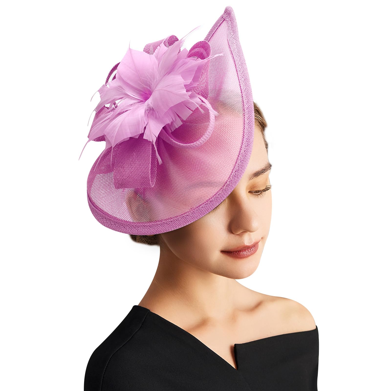 DRESHOW Fascinator Hats Tea Party Hat Vintage Pillbox Hat Headband Cocktail Headwear for Girls and Women