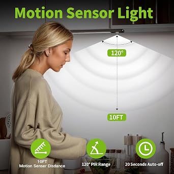 Slim Motion Sensor Under Cabinet Lighting, LED Rechargeable