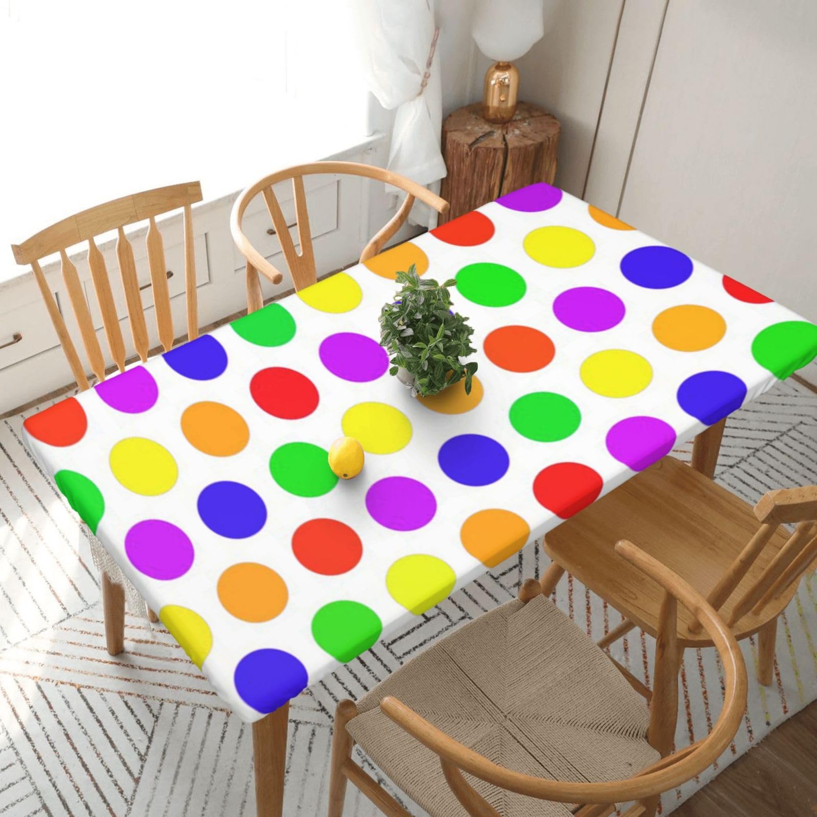 BNVSADC Beautiful Polka Dot Printed 5FT Tablecloth Polyester Kitchen Water Resistant Table Cloth Dining Table Decoration Table Covers, 152x76 CM