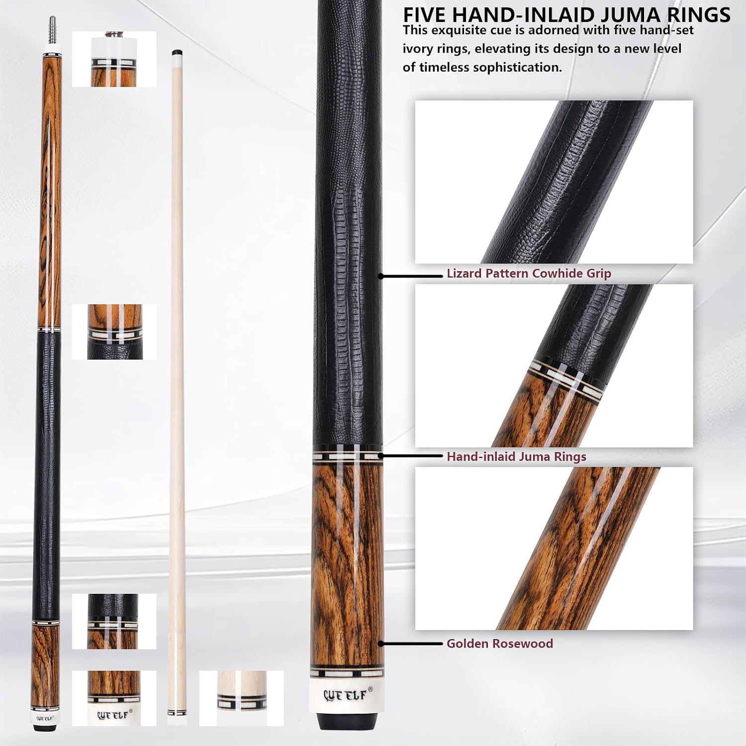 Pool Cue Stick Low Deflection Hand-Made Inlay Billiard Cue 58'' Professional Billiard Pool Cue Stick for Adults-12.5mm Tip,3/8 * 8 Joint