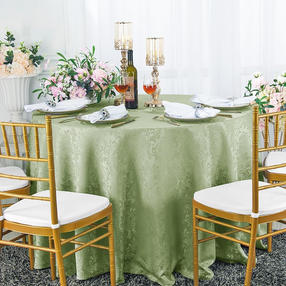 90 Inch Round Jacquard Damask Polyester Tablecloths Table Cover Linens for Restaurant Kitchen Dining Wedding Party Banquet Events - Champagne
