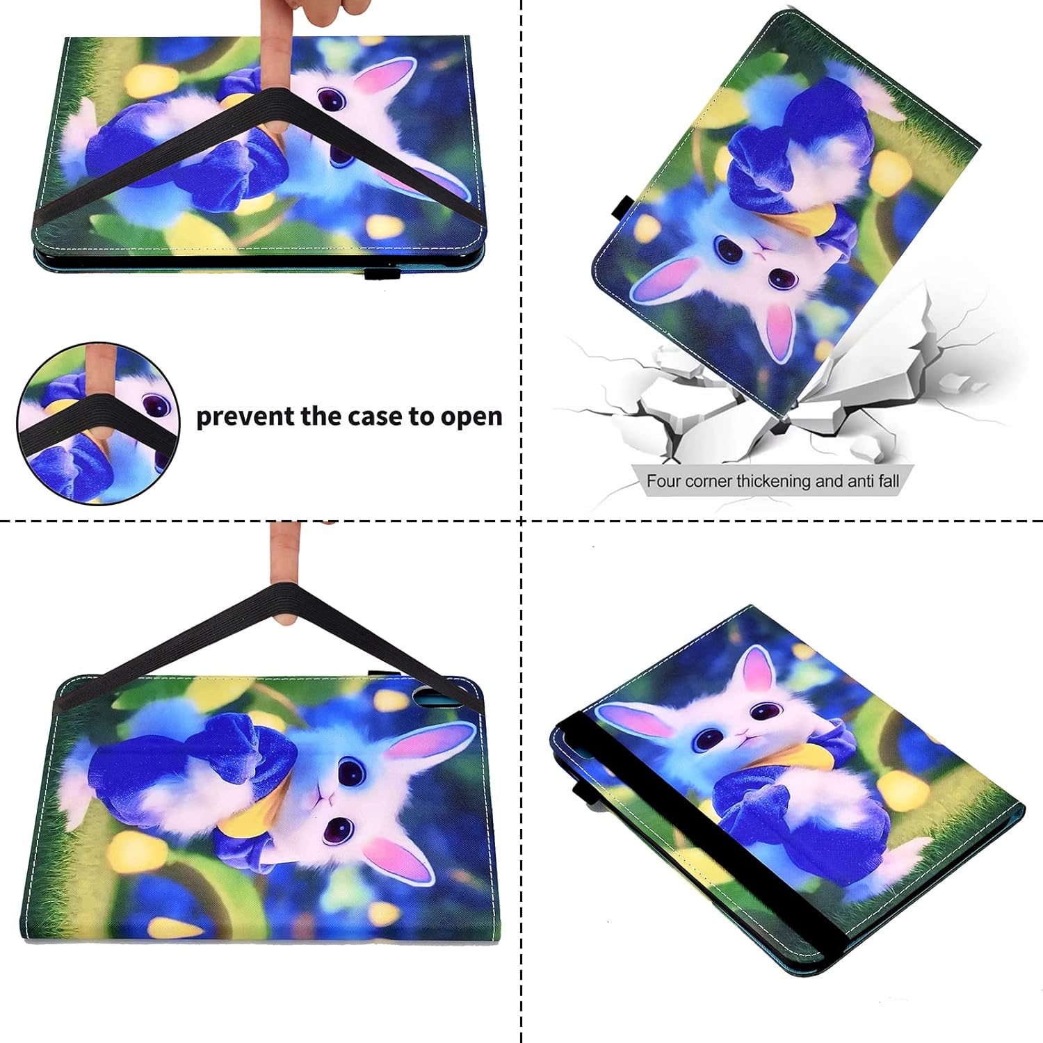 Case for iPad 10th Generation 10.9 inch 2022, with Stand/Pencil Stylus Holder/Pocket/Smart Folio Wallet Slim PU Leather/Soft TPU Shockproof Back Shockproof Cover,Auto Wake/Sleep, Cute Rabbit