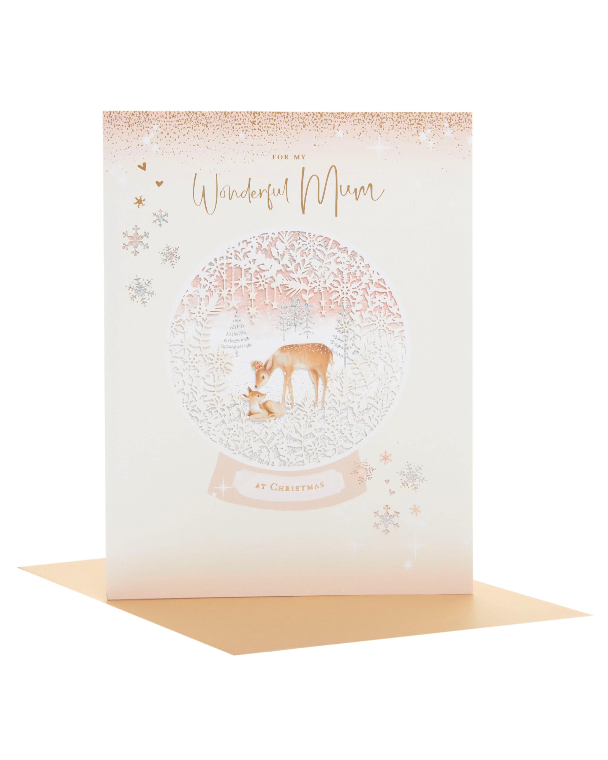 UK Greetings Christmas Card for Mum - Intricate Snow Globe Design, Mum Globe, 210 mm x 275 mm