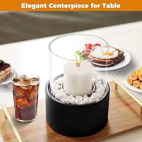 Miniatura 4 de EastFlame - Candelabro de mesa con piedras decorativas, adecuado para velas de pilar de 3 pulgadas de diámetro y velas perfumadas, regalo
