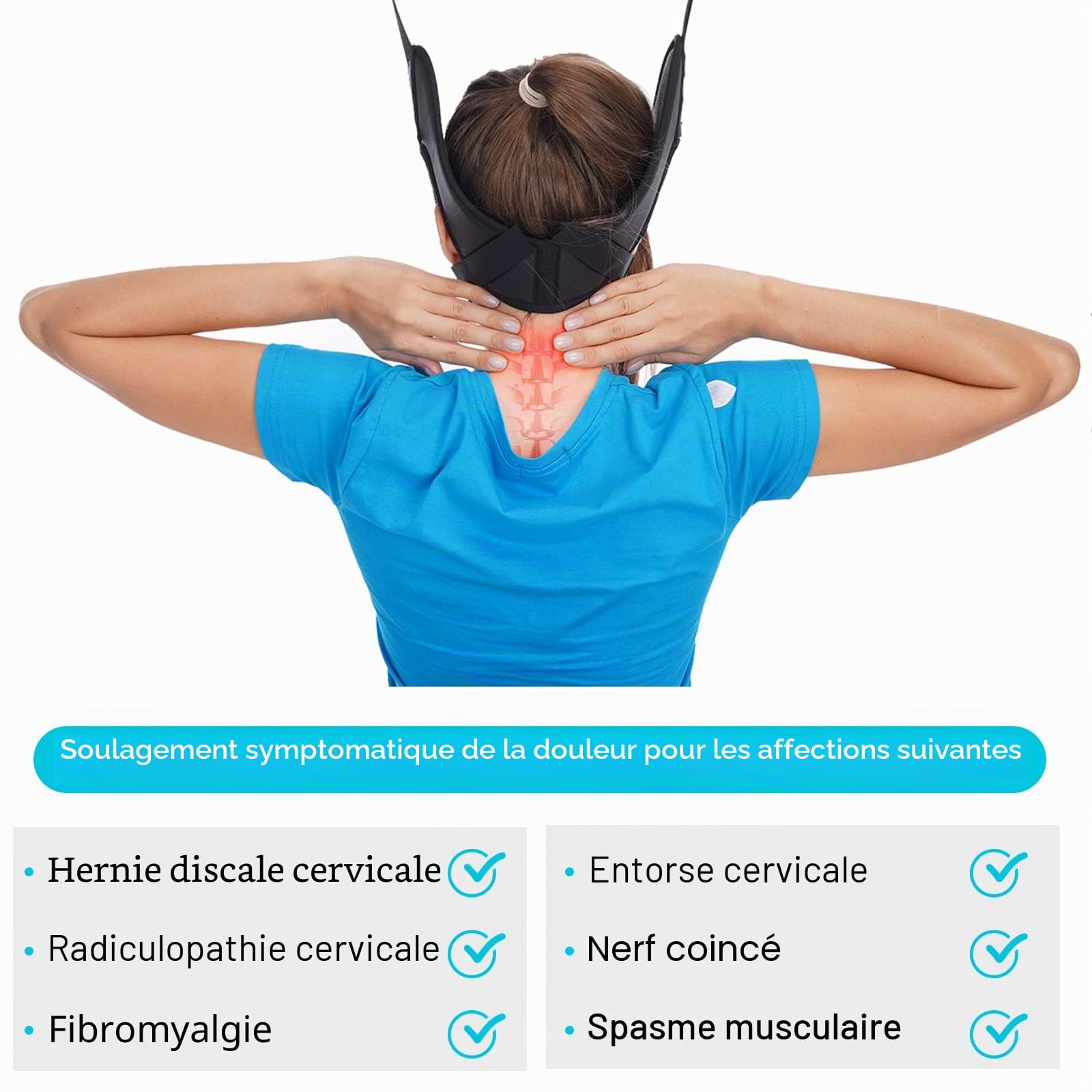 glitz Cervical Neck Traction Device for Home Use, Portable Neck Stretcher Hammock Over Door for Neck Pain Relief, Neck Sling for Spine Decompression