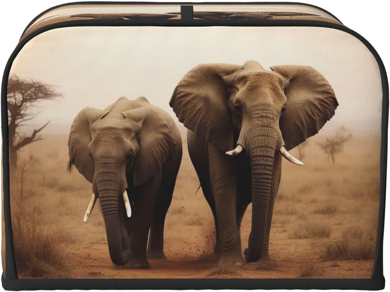 Wild Animals Elephants Toaster Cover 4 slice Kitchen Small Appliance Covers with Pockets Toaster Dust Cover with Top Handle Oven Cover Washable Universal Bread Maker Cover for Kitchen