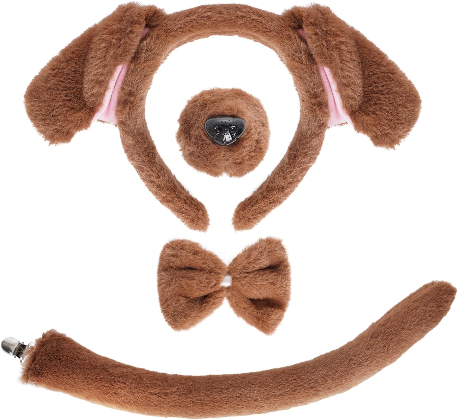Jmkcoz 4 Pieces Animal Puppy Dog Costume Set Brown Puppy Dog Ears Headband Ta...