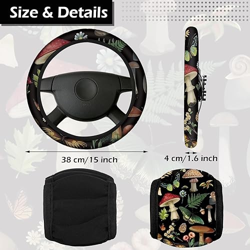 Miniatura 6 de 17 piezas de fundas de asiento de coche con diseño de hongos, accesorios completos para automóviles para mujeres y hombres, protector de asiento