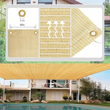 10x20 FT Shade Cloth, 90% UV Block, 200GSM HDPE Fabric