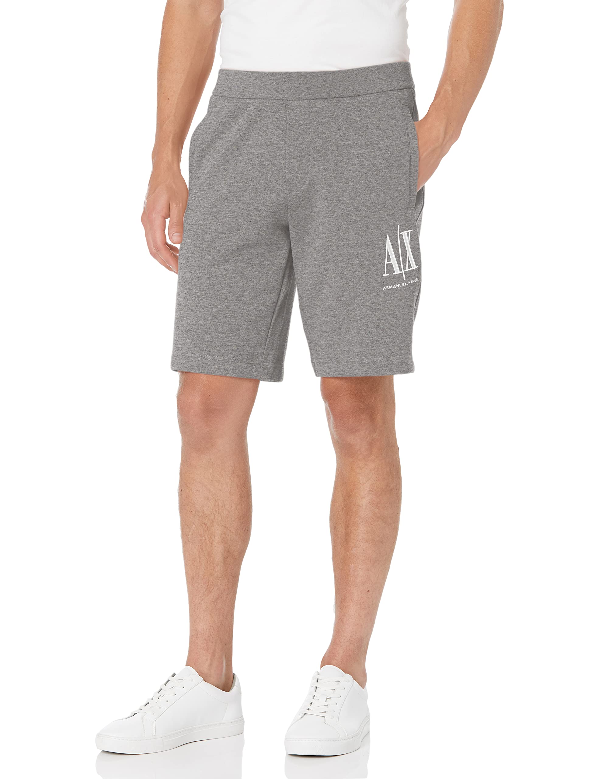 Armani ExchangeMen's Embroidered Front Logo, Adjustable Drawstrings Casual Shorts