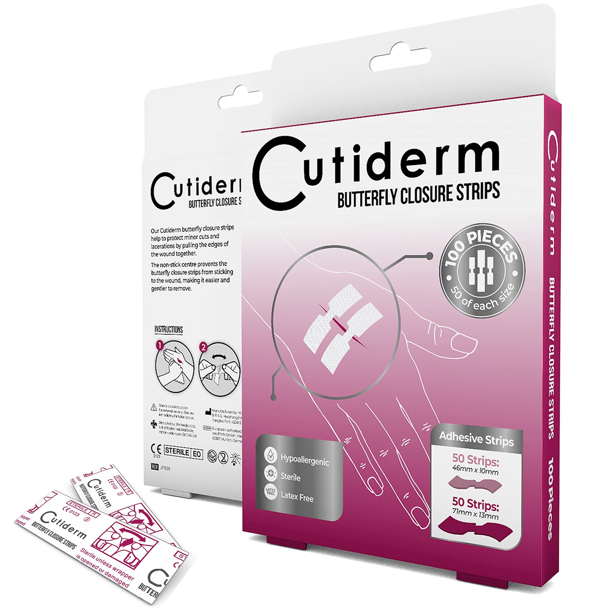 Buy Cutiderm Skin Sterile Butterfly Wound Closure Suture Strips, 2