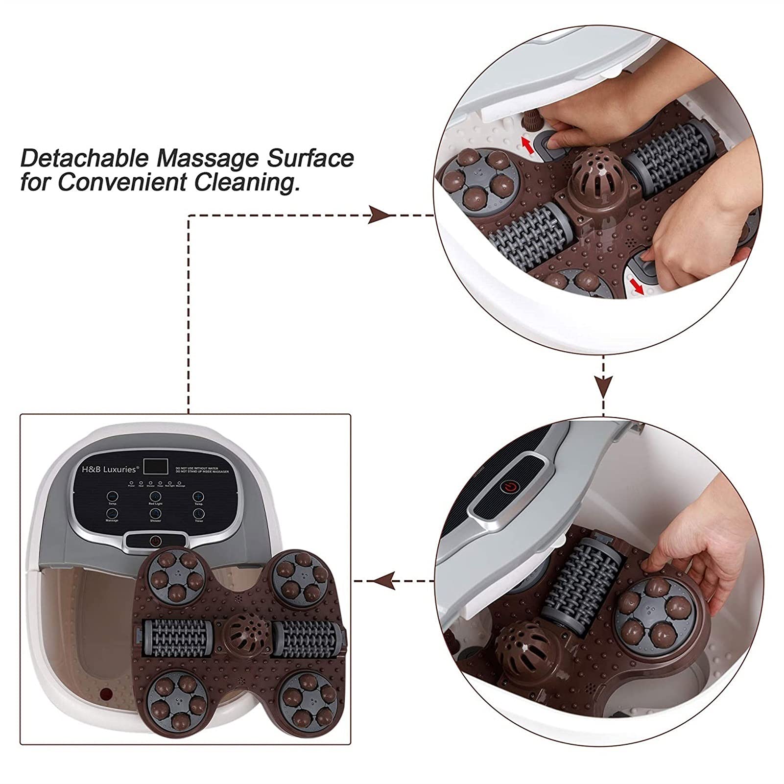 Masajeador de Baño de Spa para Pies con Control de Temperatura Equipado con Rodillo Eléctrico Y Temporizador de Ducha con Rodillo de Maíz Y Pantalla Led para Aliviar el Estrés de Los Pies