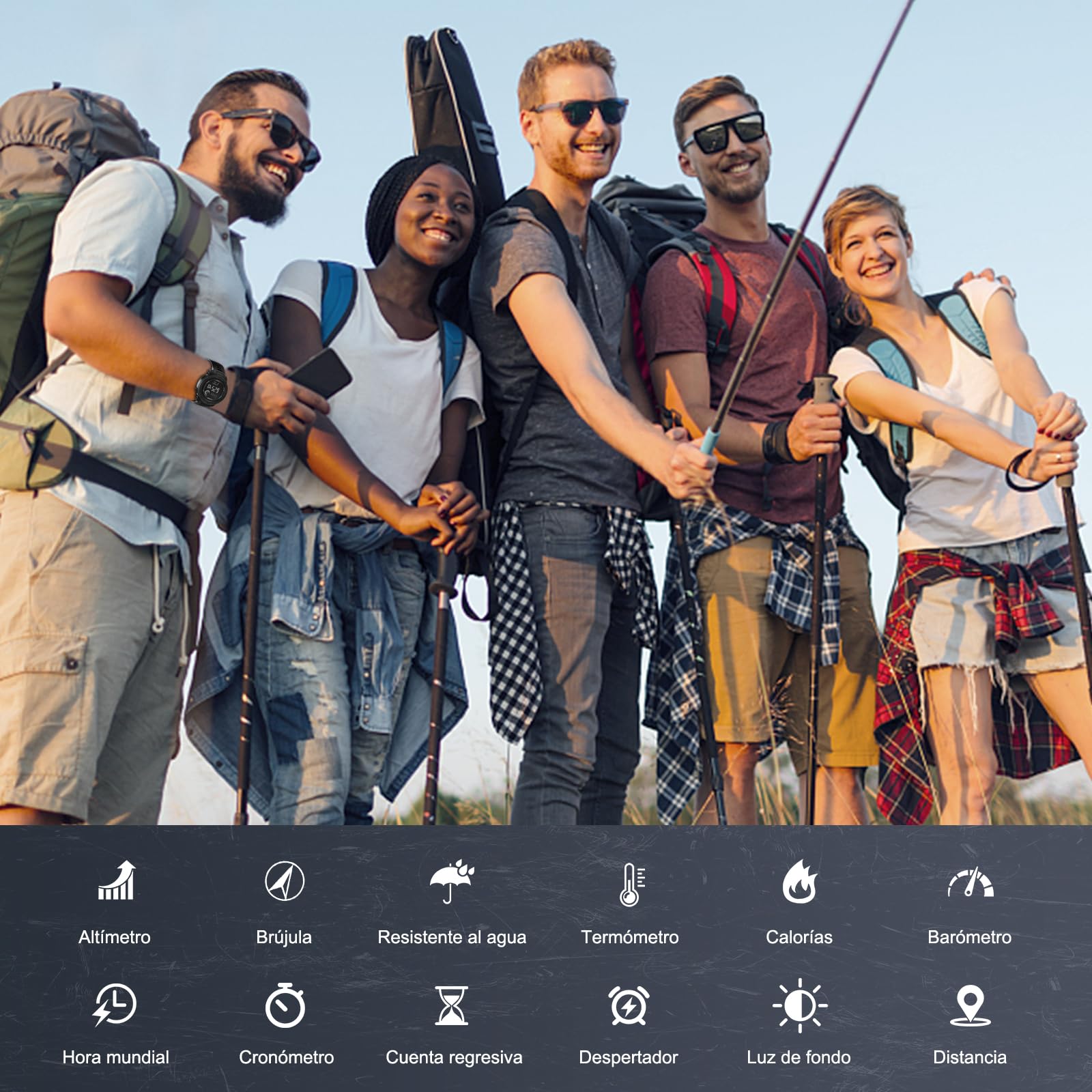 AVTREK Reloj Deportivo Digital Impermeable para Exteriores | Reloj Militar con podómetro, altímetro y brújula Hombres, Mujeres y Adolescentes