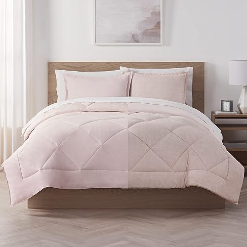 Miniatura 15 de Serta Juego de edredón completo reversible de 7 piezas con sábanas y funda de almohada para todas las estaciones, matrimonial, azul ilusión