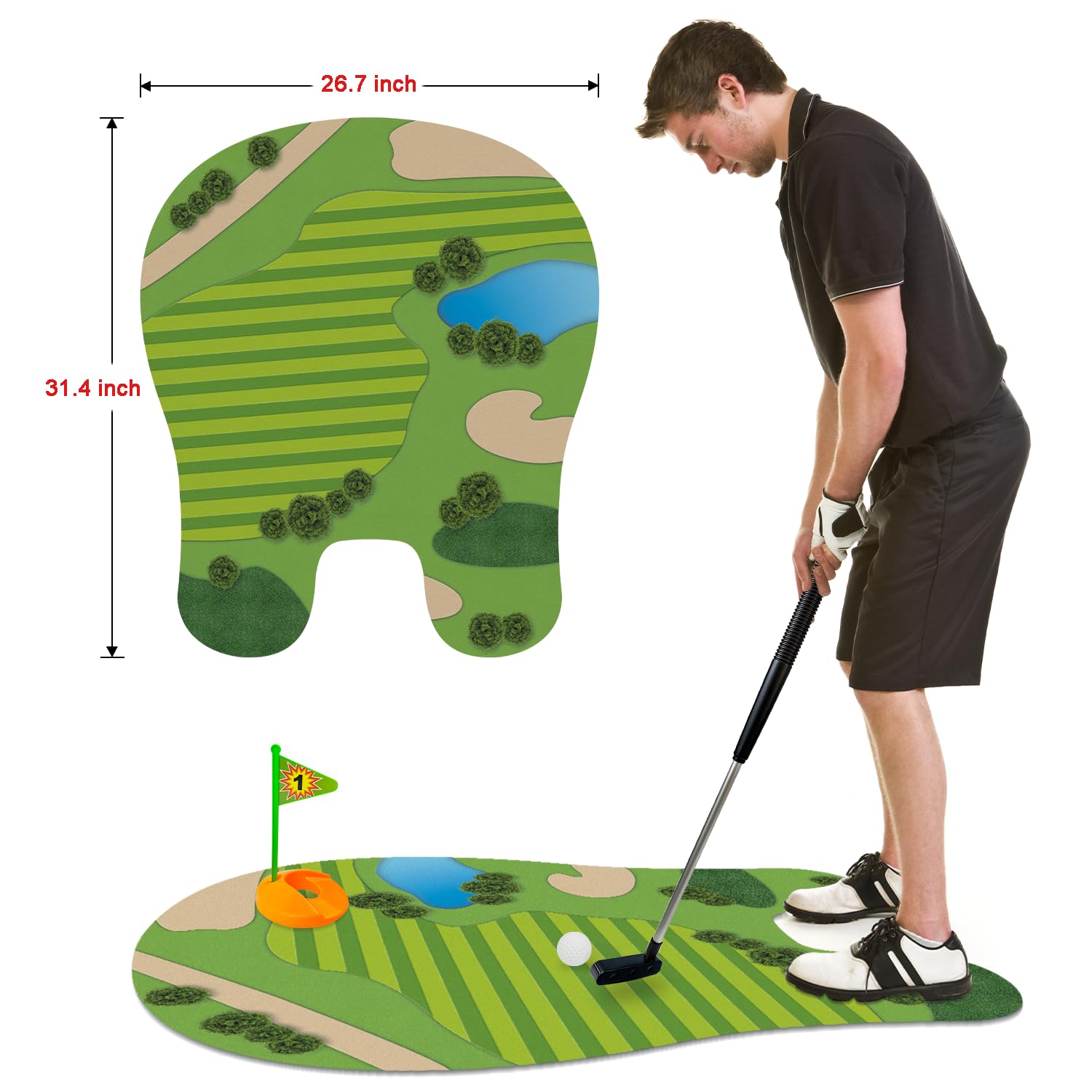 Funny Mini Golf Gag Gifts for Men Golfer, Toilet Golf Bathroom Game for Adults, Unique Birthday Gift for Dad from Daughter Son, Fun White Elephant Gift Idea for Brother, Husband, Boys, Boyfriend,Him