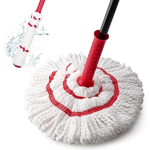 KeFanta Self Wringing Mop for Floor Cleaning, Microfiber Floor mop with 57 " Long Handle, Easy Wringing Mops for Kitchen Hardwood Bathroom Garages Warehouses Vinyl Tile Laminate Home Office