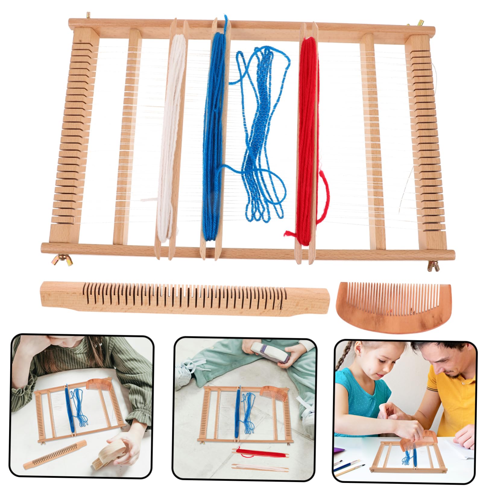 Uonlytech Telar De Madera Pequeño Para Bricolaje Marco De Divertido Principiantes Juguete De Telar Cognitivo Para Manualidades