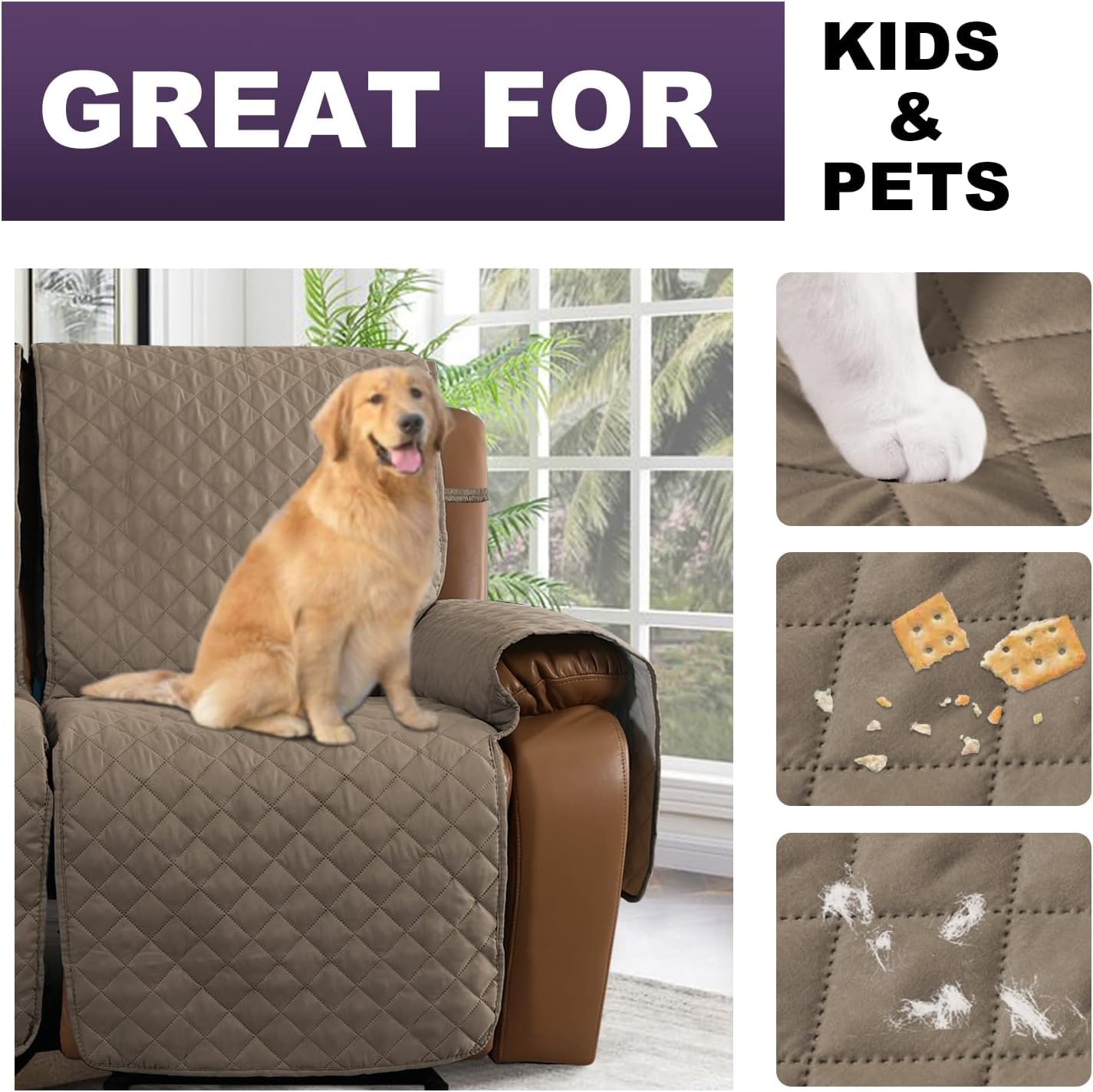 Recliner Chair/Sofa Slipcover With Pockets 2/3/1 Seat Recliner Stretch Sofa Covers Lazy Boy Chair Cover Reclining Couch Slipcover Fallon Collection Slipcover For Recliner With Elastic Bottom ( Color : - Image 5