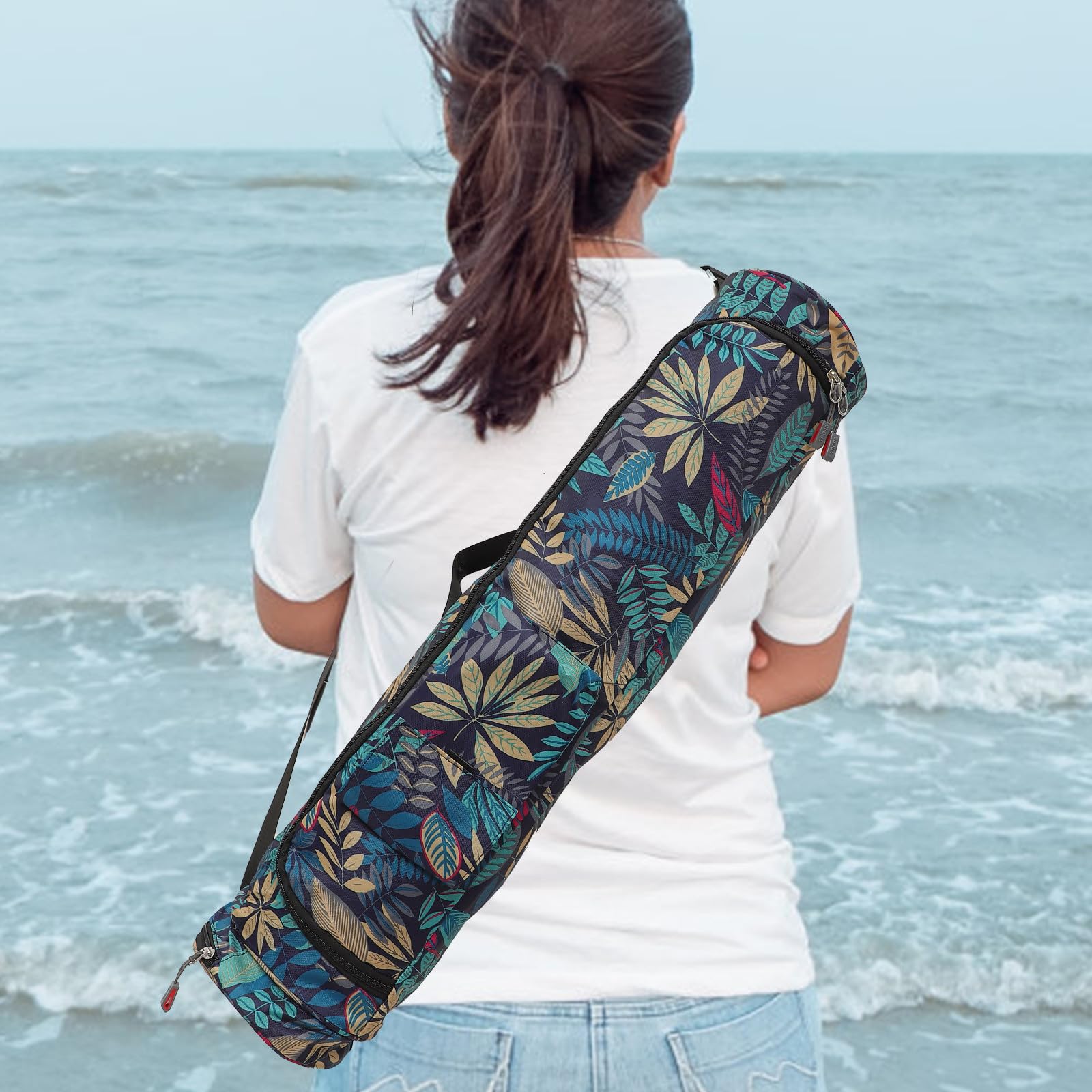 NOLITOY Esterilla Nacional Cilíndrica Bolsa de de Tela para Oxford y Yoga Estampado de Estilo Ligera Fácil de Usar para Gimnasio y Viajes