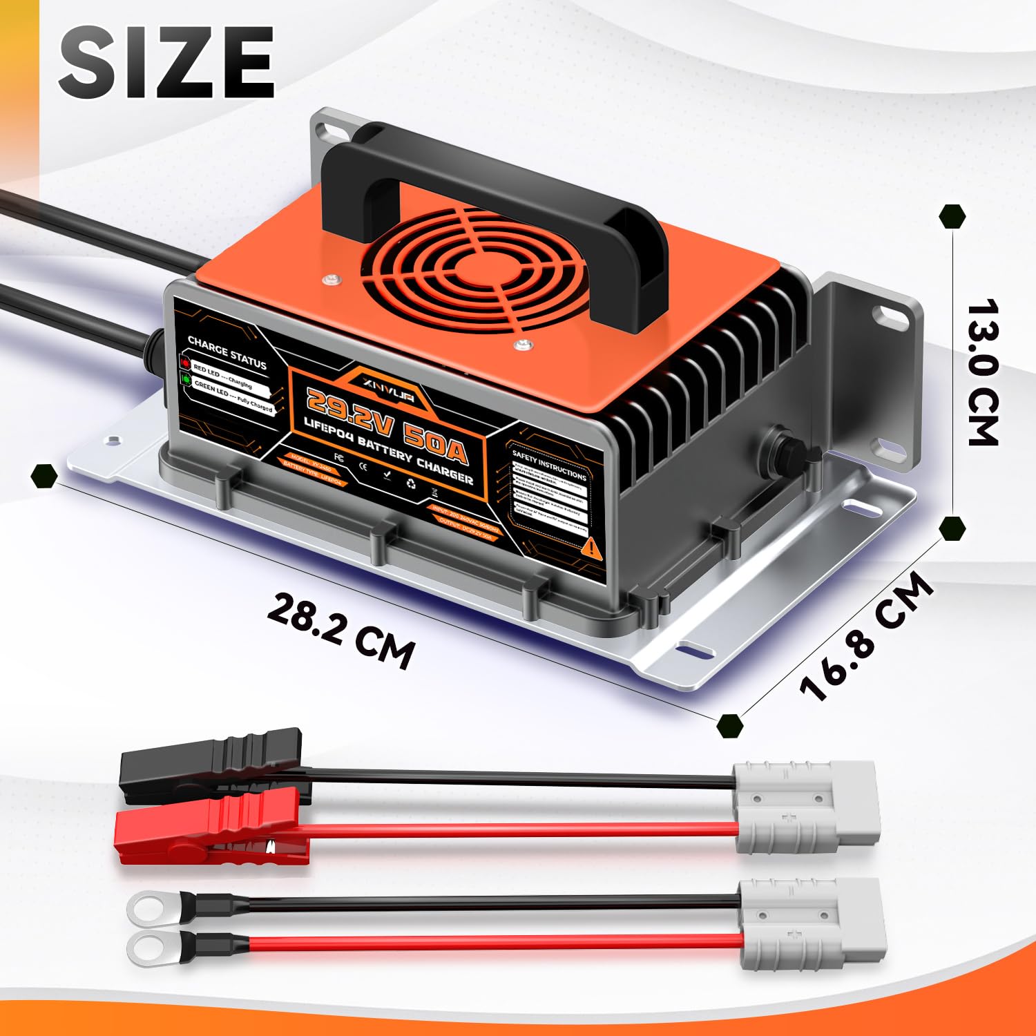 Caricatore LiFePO4 da 29,2 V, 50 A, per batteria al litio da 24 V (25,6 V), ricarica rapida protegge la batteria