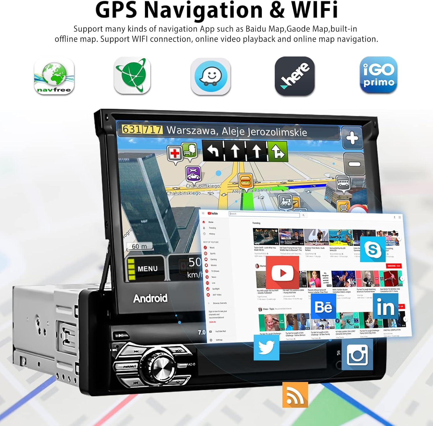 [2GB+32GB] Hikity Single Din Android 10 Car Stereo with Sat Nav 7 Inch