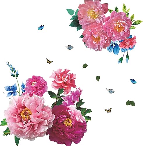 Jztacn Calcomanías de pared de flores autoadhesivas de PVC extraíbles para pared arte del hogar racimos florales decoración de pared