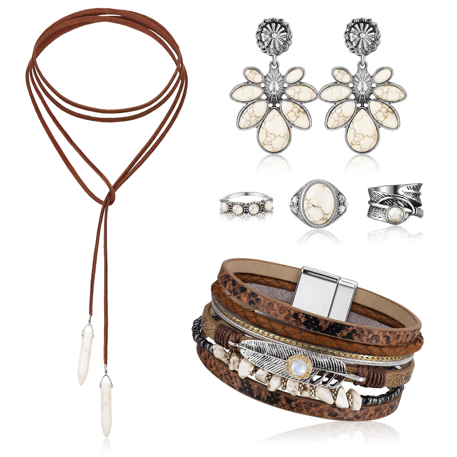 Ecally Western Turquoise Jewelry Set for Women