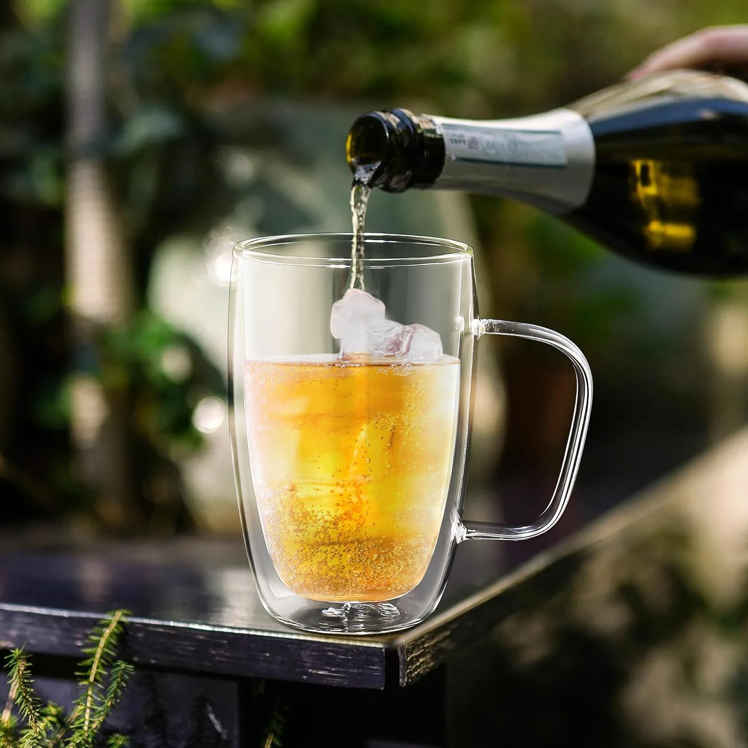 Joeyan Large Clear Double Walled Glass Coffee Mugs 16 oz, Double Layer Tea Latte Cappuccino Glasses Cups with Handle, Double Lined Insulated High Borosilicate Glassware for Hot Drinks, Set of 2 - Image 5