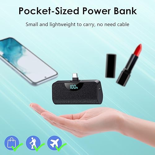 Miniatura 5 de Mini cargador portátil para iPhone 15, banco de energía USB C de 5200 mAh actualizado, pantalla LCD, cargador de batería Android compatible con