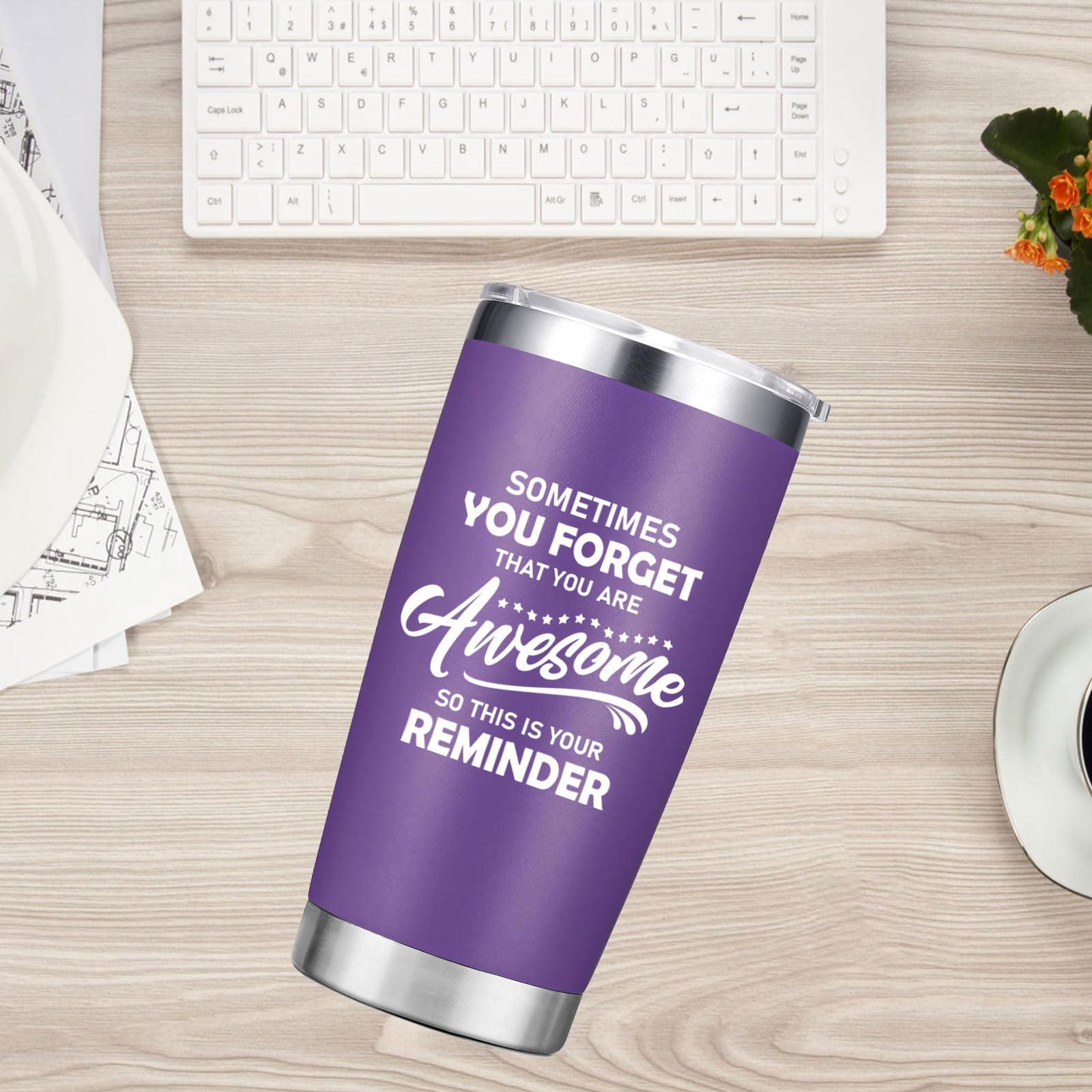 Abledn Regalos de Navidad para mujeres, taza de café inspiradora Sometimes You Forget You're Awesome - Regalos de cumpleaños de agradecimiento para mujeres, mamá, esposa, hermana, compañera de